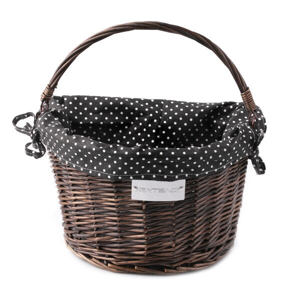 Extend košík na bicykel CREDO, prútený, QR, dark brown, black-white